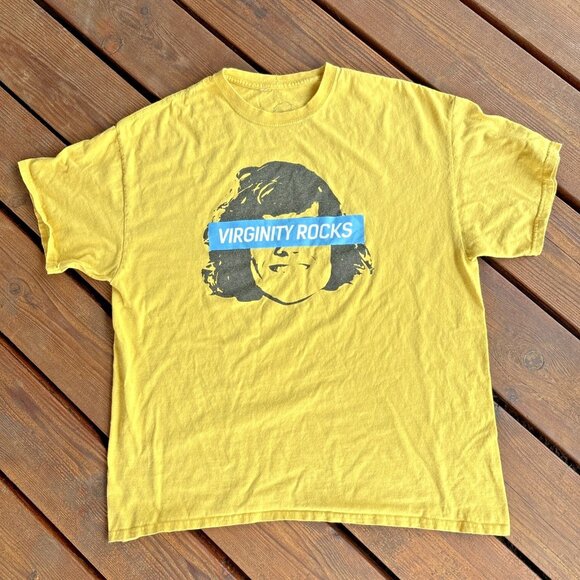 Danny Duncan Faded Yellow Blue Virginity Rocks T-Shirt Portrait Size XL Cotton - Picture 1 of 6